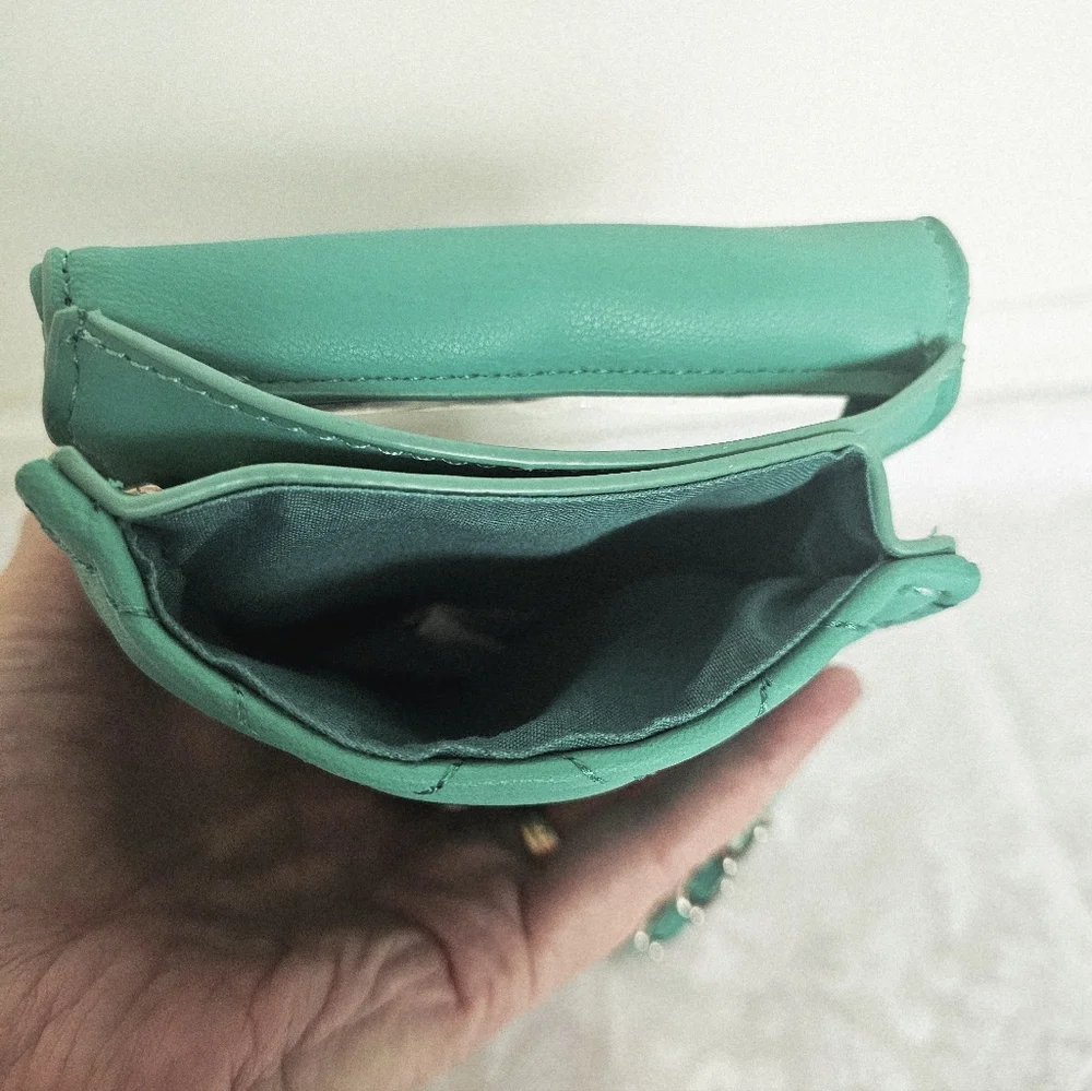Badgley Mischka Teal Green Diamond Quilted and Studded Phone Case Crossbody